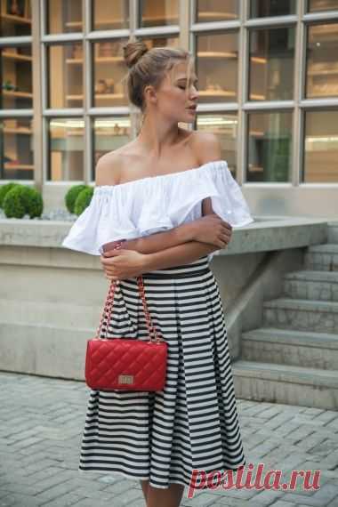 Юбка в полоску, черная с белым Fashion Confession - Юбки - Fashion Confession