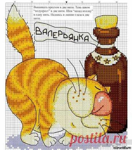 Схема для вышивки крестом: Кошка и валерьянка - Животные - Каталог статей - Бесплатные схемы для вышивки крестом