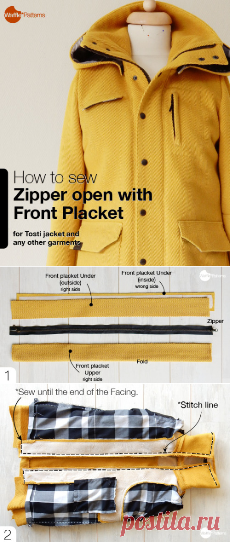 Waffle Patterns // sewing patterns for ladies • How to sew Zipper open with front placket  for...