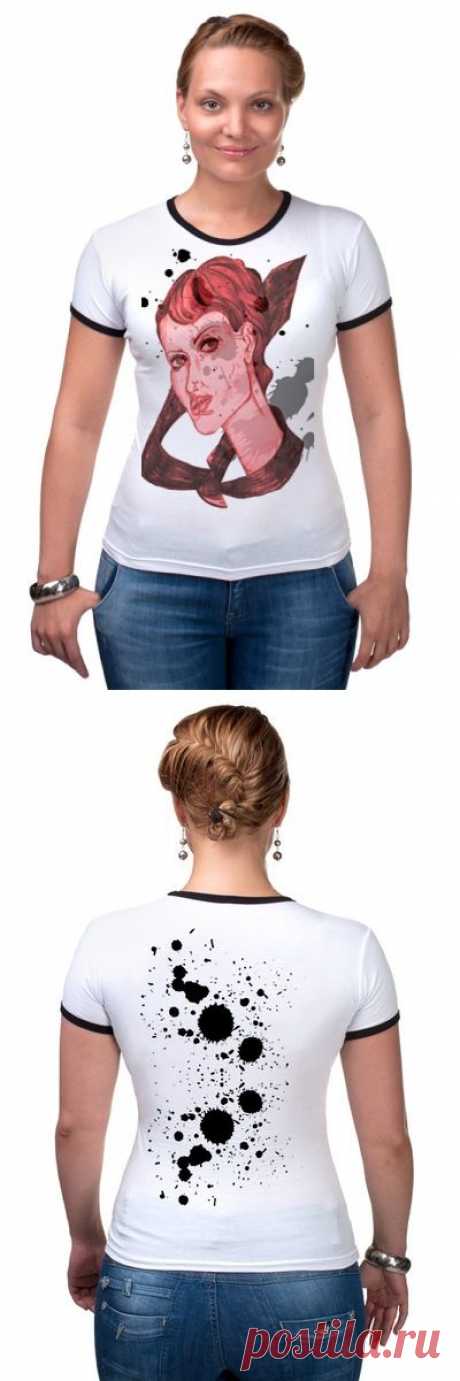 Футболка &quot;Рингер&quot; (Женская) &quot;Девушка в галстуке.&quot; от Printissimo - Printio