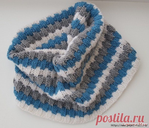 Красивый вязаный снуд из остатков пряжи — HandMade