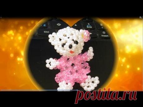 Мишка из крупных бусин часть 1