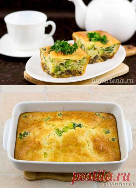 Пирог с грибами и брокколи