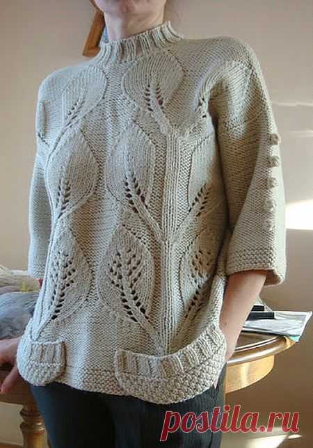 Sweater with ¾ sleeves and wide pockets | Senpolia handmade