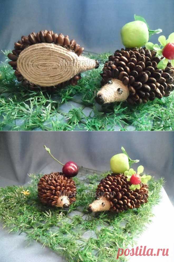 Поделка из кофейных зерен "Ароматные кофейные ежики". Мастер-класс