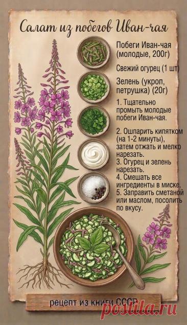 Салат из побегов иван-чая