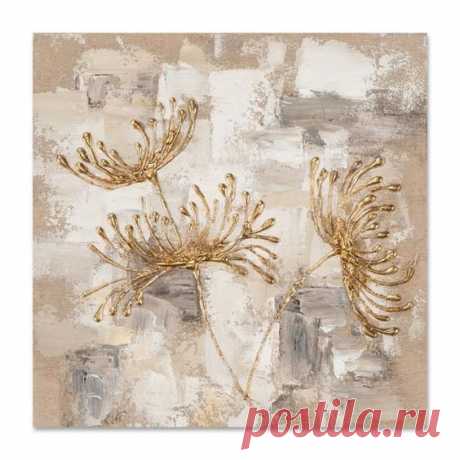 Nature, ce tableau floral or et beige vous offrira un décor de rêve ! Large choix de décos murales de salon aux multiples formats sur pierimport.fr !