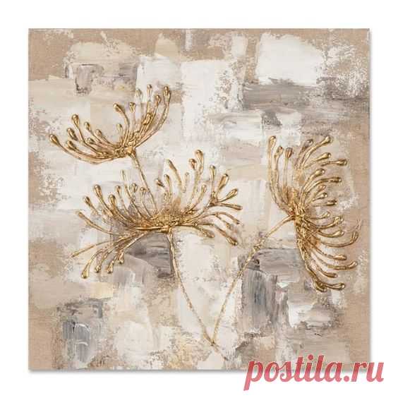 Nature, ce tableau floral or et beige vous offrira un décor de rêve ! Large choix de décos murales de salon aux multiples formats sur pierimport.fr !