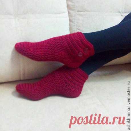 Купить Носочки однотонные - серый, однотонный, носки ручной работы, носки вязаные, носки женские