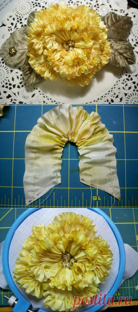 Многослойный цветок из лент — Сделай сам, идеи для творчества - DIY Ideas