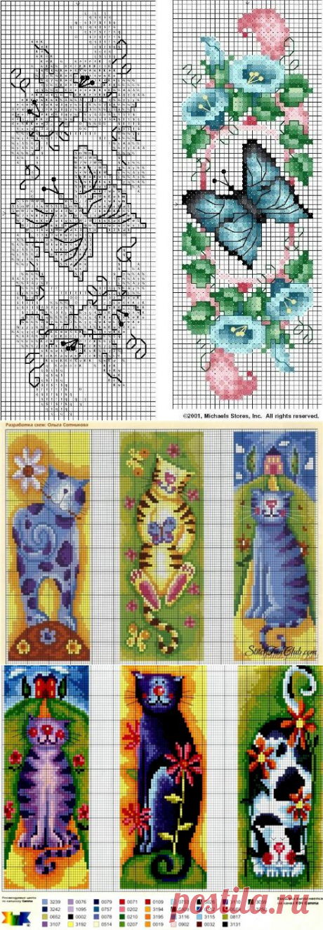 Схемы вышивки закладок..