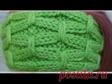 Повязка спицами🧶простой объемный узор♥️на основе резинки