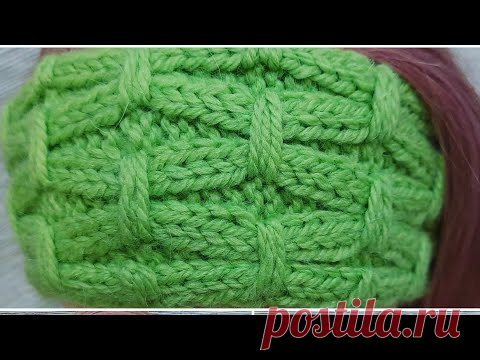 Повязка спицами🧶простой объемный узор♥️на основе резинки