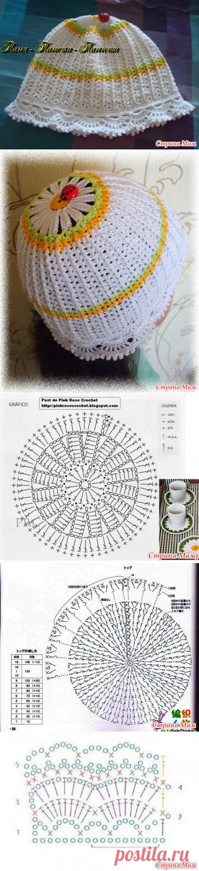 Ромашковая панамка для девочек. - Вяжем вместе он-лайн - Страна Мам