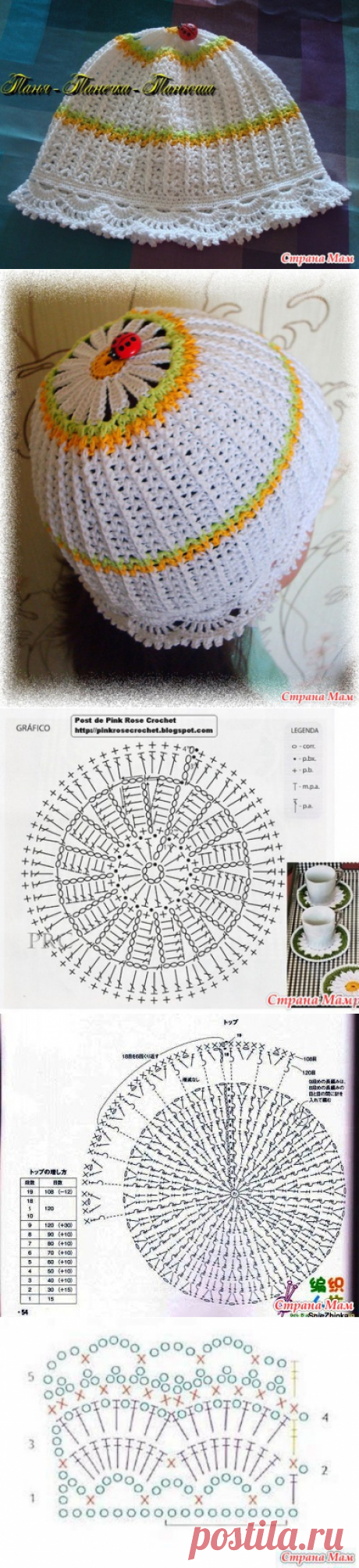 Ромашковая панамка для девочек. - Вяжем вместе он-лайн - Страна Мам