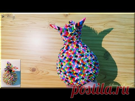 How to make 3d origami vase 37 - YouTube