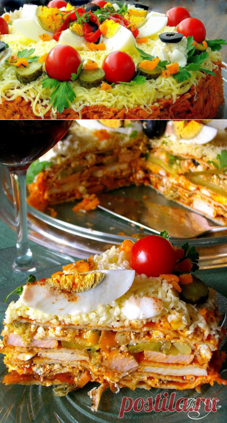 Солена торта с катми (палачинки)