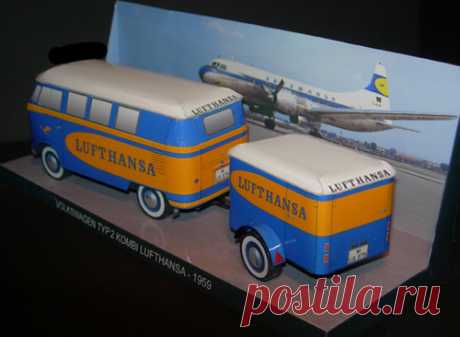 Volkswagen Typ 2 Kombi Lufthansa 1959 - Paperdiorama - Donwload Free Paper Model