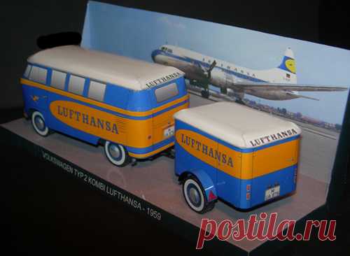 Volkswagen Typ 2 Kombi Lufthansa 1959 - Paperdiorama - Donwload Free Paper Model