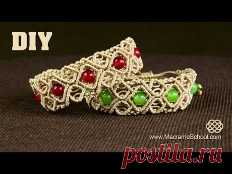 Macramé Diamond Square Bracelet with Beads [DIY] Tutorial - YouTube