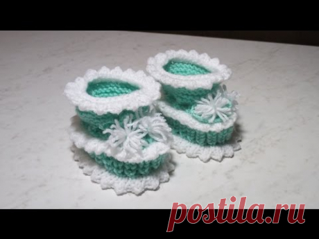 Пинетки с зубчиками спицами. Booties with teeth spokes.