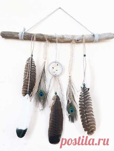 Desert Drifter' - Dreamcatcher + Feathers Driftwood Wall Hanging