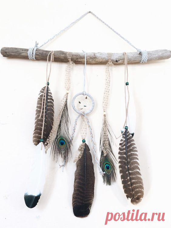 Desert Drifter' - Dreamcatcher + Feathers Driftwood Wall Hanging