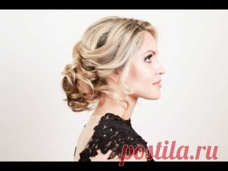 Прическа на новый год. Пучок из локонов. Hairstyle for the New Year. A Bundle of Curls