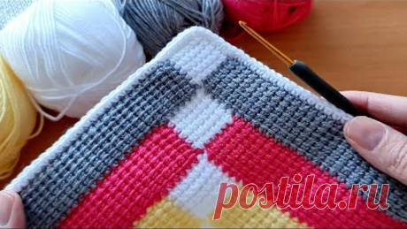 Super Easy Tunisian Knitting krochet baby blanket Çok kolay Tunus işi örgü modeli