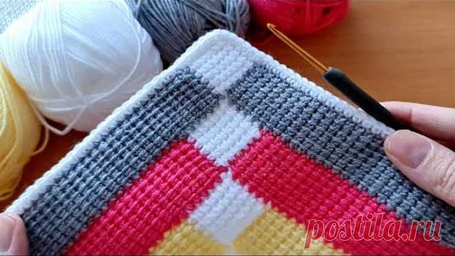 Super Easy Tunisian Knitting krochet baby blanket Çok kolay Tunus işi örgü modeli
