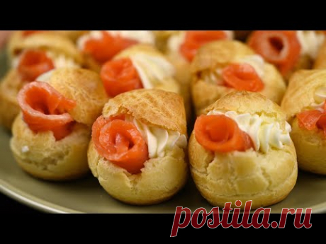 Новогодняя закуска. Профитроли с красной рыбой на праздничный стол. - YouTube
