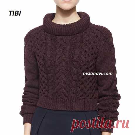Короткий вязаный свитер от TIBI | Вяжем с Лана Ви