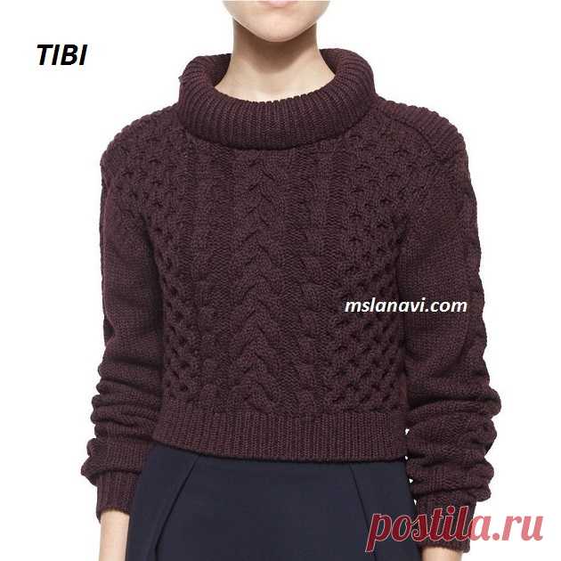 Короткий вязаный свитер от TIBI | Вяжем с Лана Ви