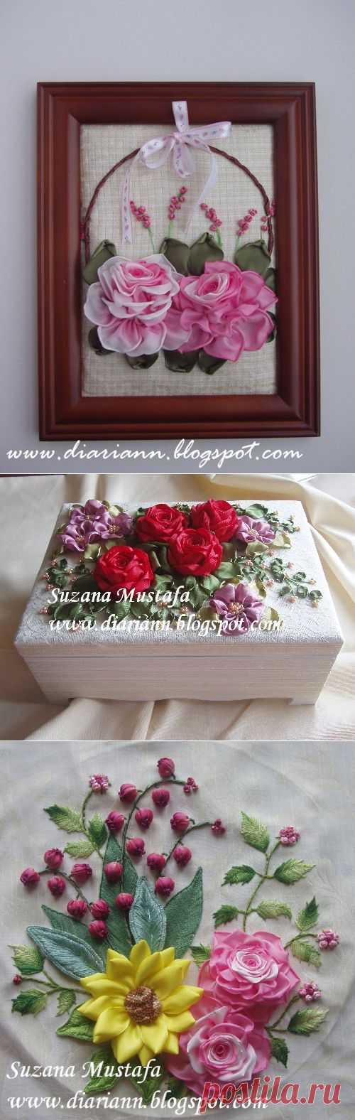 Вышивка лентами. Идеи от Suzana Mustafa.