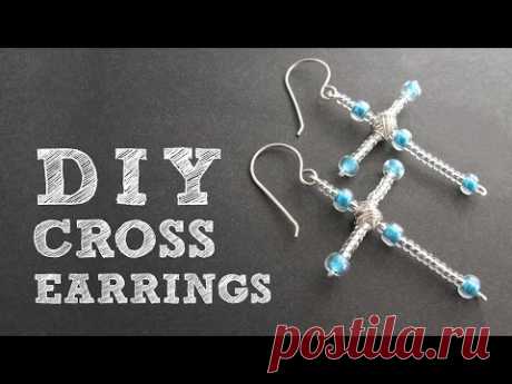 DIY Beaded Cross Earrings - Christmas Earrings Tutorial