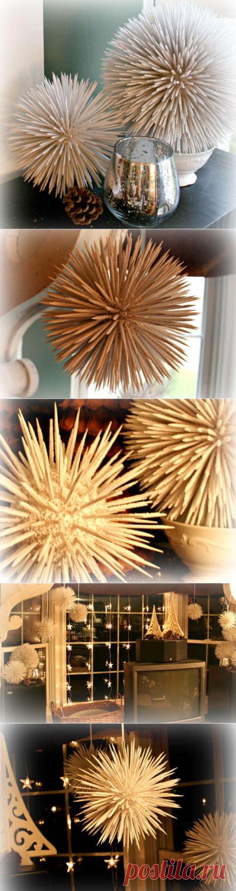 Новогодние шары из зубочисток