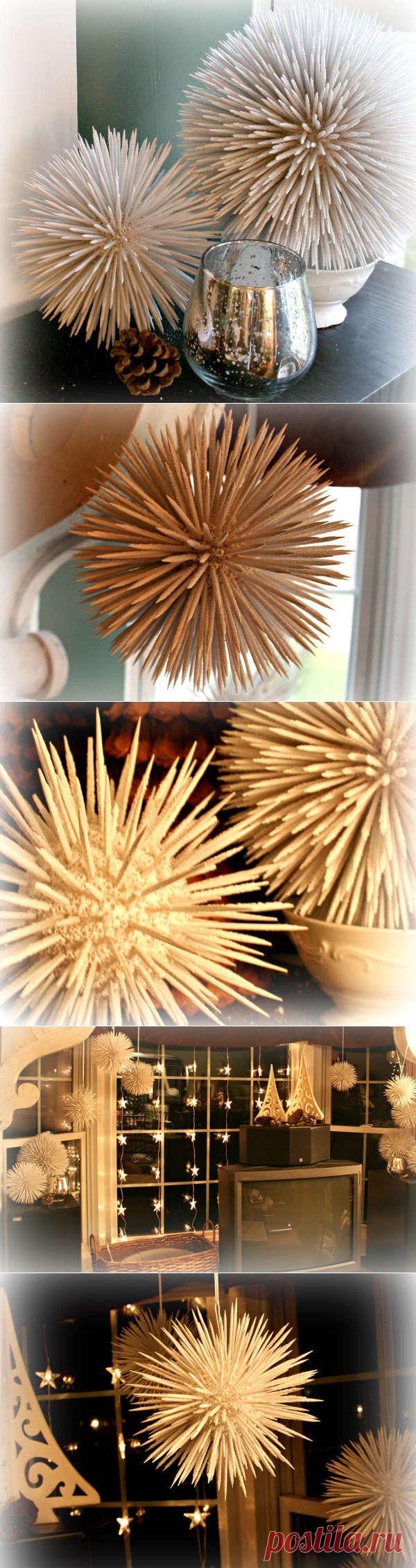 Новогодние шары из зубочисток