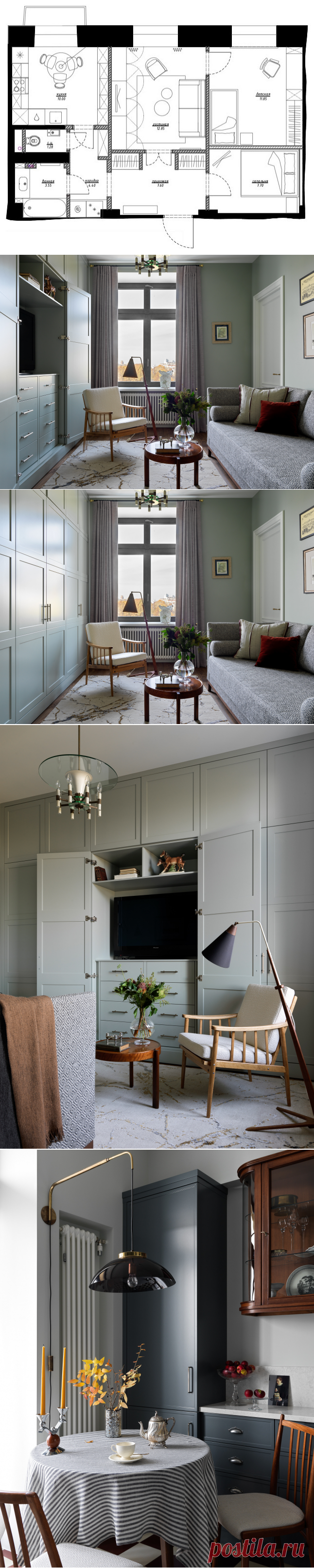 Houzz тур: Квартира со внутренним окном и винтажной мебелью | Houzz Россия