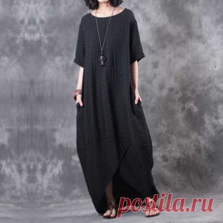 Irregular Solid Pocket Women Black Dress – Buykud