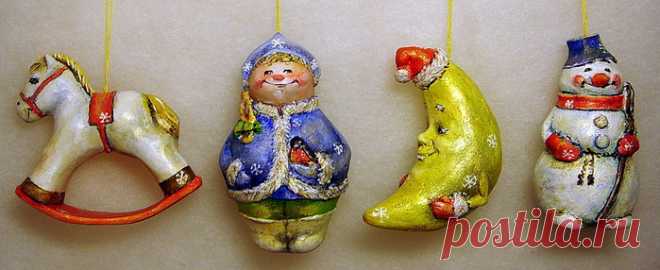 ЕЛОЧНЫЕ ИГРУШКИ(ПАПЬЕ-МАШЕ,АКРИЛ) Красота созданная своими руками))