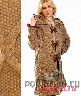 Вязаное пальто в коричневых тонах, описание и схема по ссылке:      http://povjazem.ru/vyazanie-dlya-zhenshchin/palto-kardigan-zhaket/vyazanoe-palto