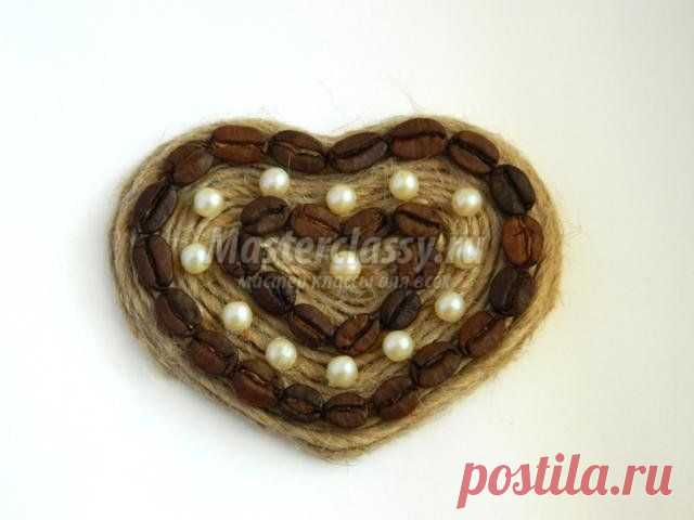 Магнит-валентинка из зерен кофе своими руками. Мастер-класс с пошаговыми фото