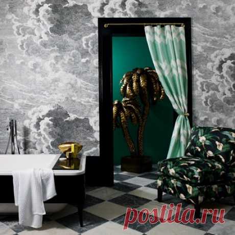 Fornasetti Cloud Wall Mural, Green Accents - Wallpaper ideas (houseandgarden.co.uk)