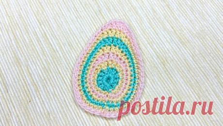 Мастер-класс по вязанию крючком аппликации в форме яйца. | Повязули. Вязание крючком и вязание С2С. | Яндекс Дзен