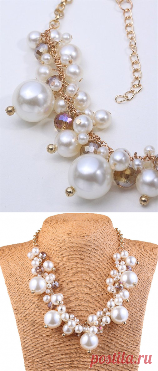 Amazon.com: Elegant Women's White Pearl Bead Cluster Bib Collar Choker Necklace: Clothing