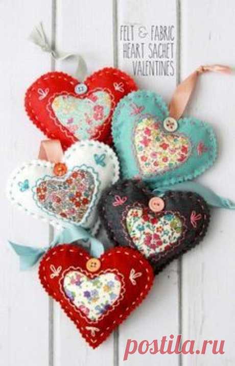 Felt and Fabric Heart Sachet Valentines Sewing Pattern