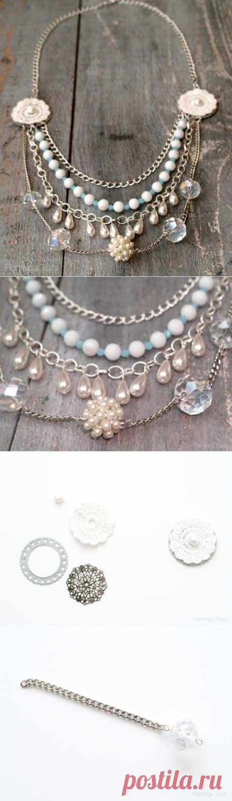 Anthropologie Ceynote Layered Necklace diy knockoff »Flamingo Toes