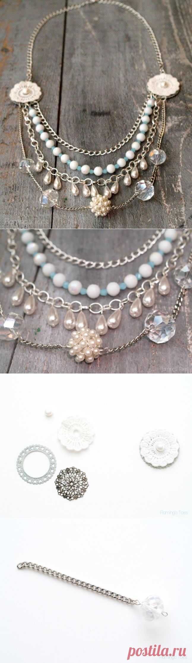 Anthropologie Ceynote Layered Necklace diy knockoff »Flamingo Toes