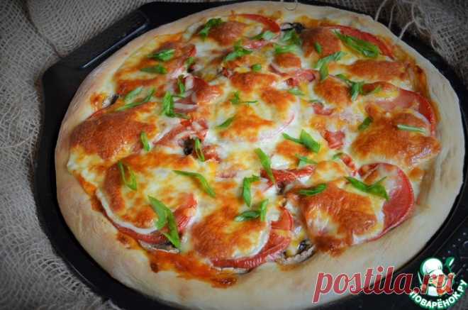 Открытый пирог с фаршем и шампиньонами Кулинарный рецепт