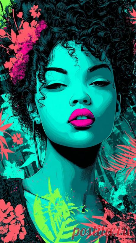 Яркая женщина в стиле поп-арт с неоновыми акцентами и смелыми цветами. Нейросеть Миджорни - Midjourney примеры промтов - Форум ИИ о нейросетях - Yes Ai